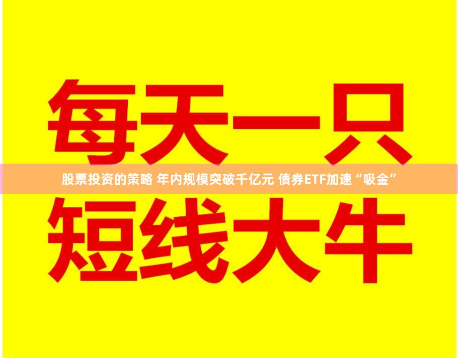 股票投资的策略 年内规模突破千亿元 债券ETF加速“吸金”