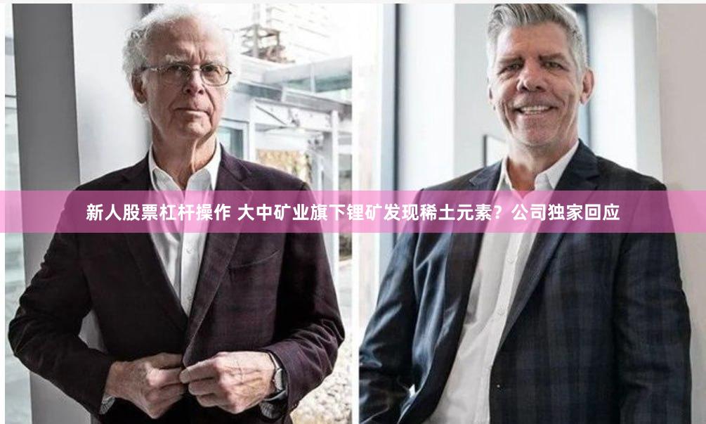 新人股票杠杆操作 大中矿业旗下锂矿发现稀土元素？公司独家回应